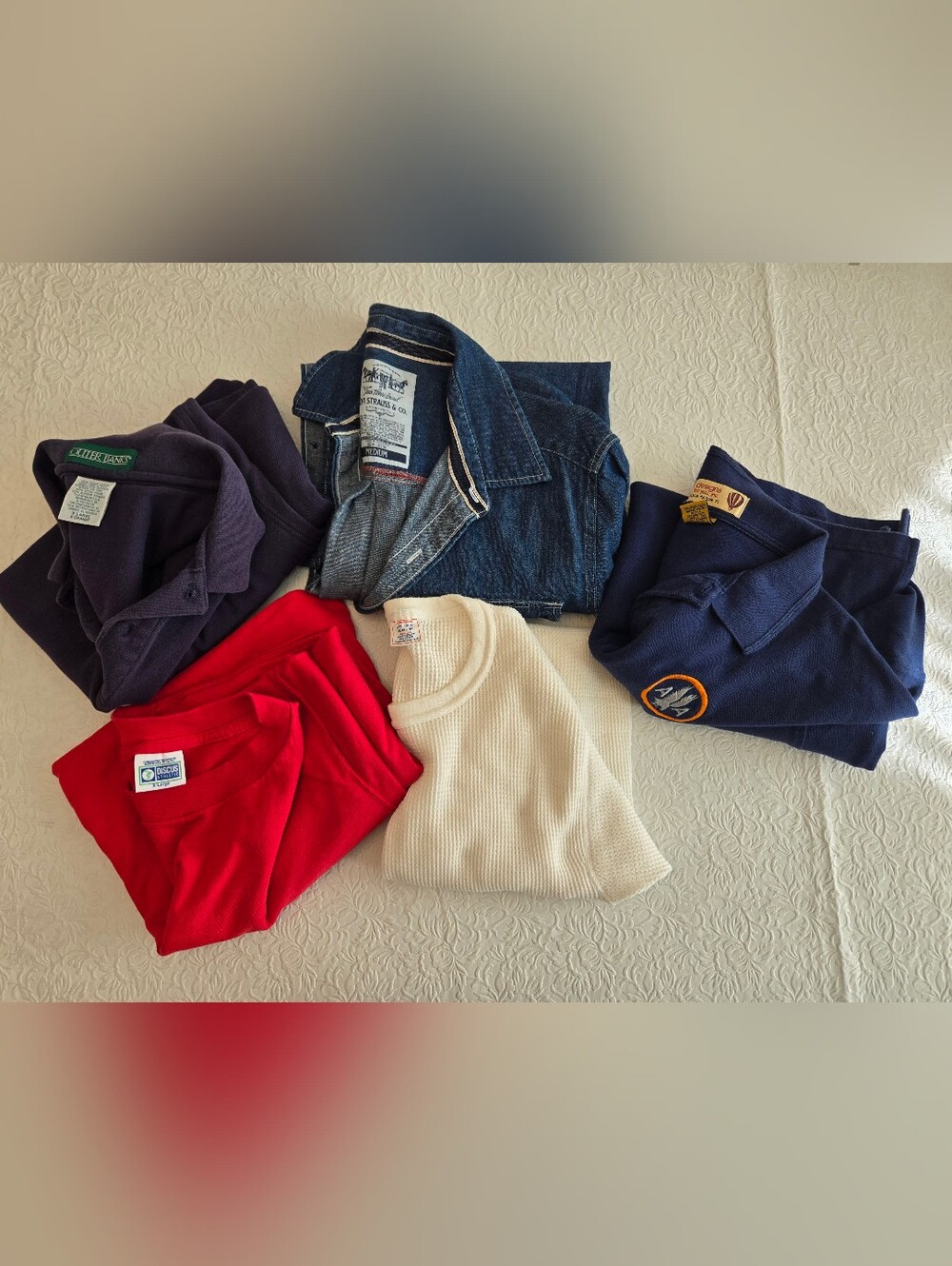 Vintage 5 Lot Levi M,Discus XL,American Airline L,Lufthansa XL, J.E.Morgans XL